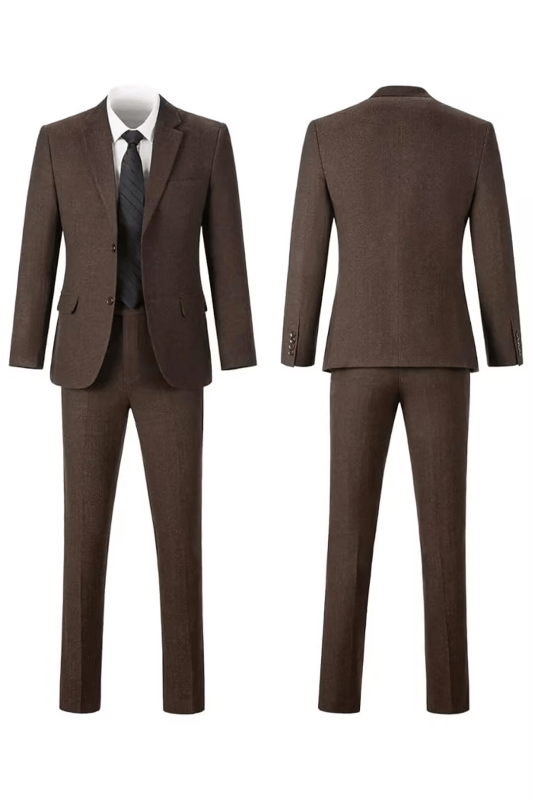 Men's Herringbone Woven Suit Set with Notched Lapel and Vest