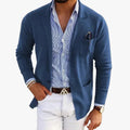 Men's Knit Coat with Notch Lapels and Patch Pockets