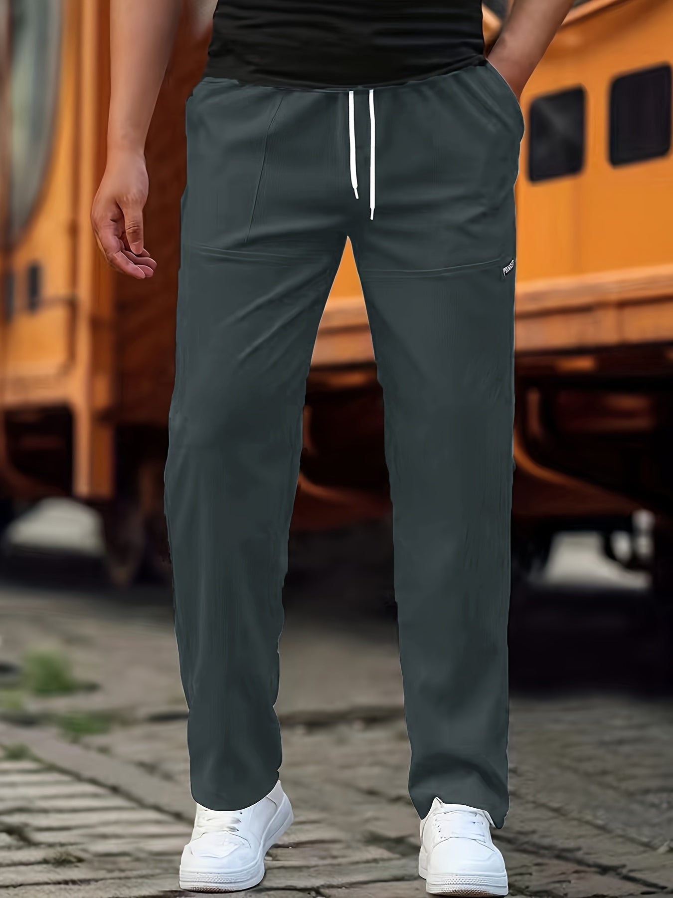 Men's Knit Jogger Pants with Drawstring Waist and Side Pockets