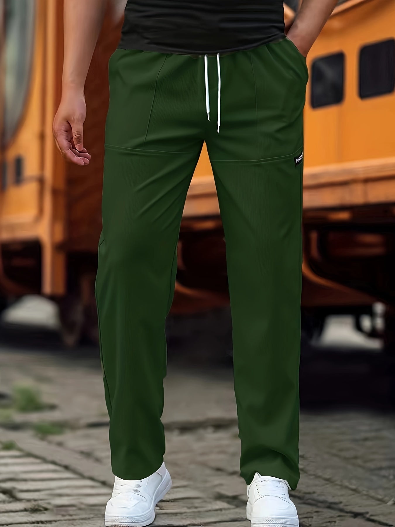 Men's Knit Jogger Pants with Drawstring Waist and Side Pockets