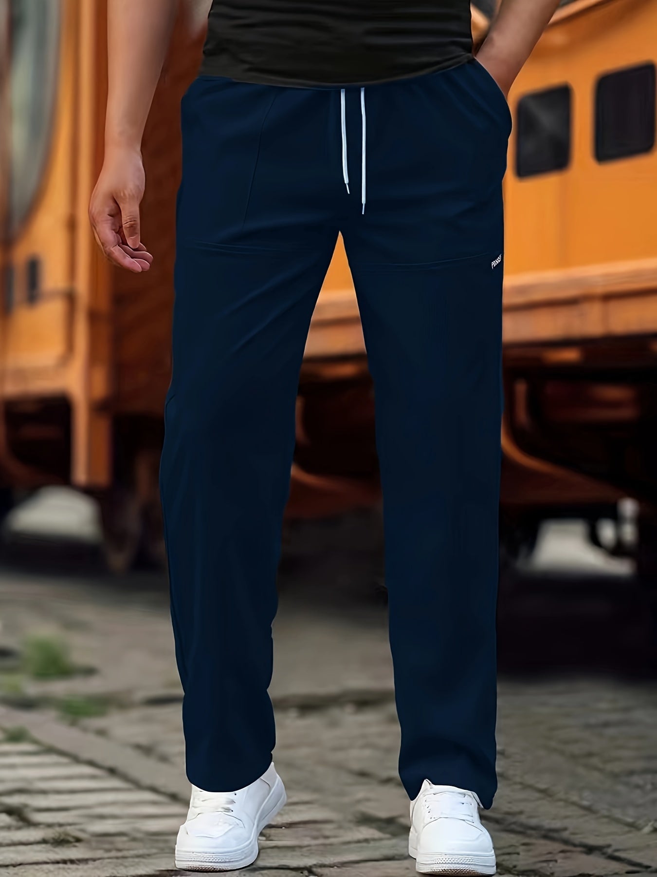 Men's Knit Jogger Pants with Drawstring Waist and Side Pockets