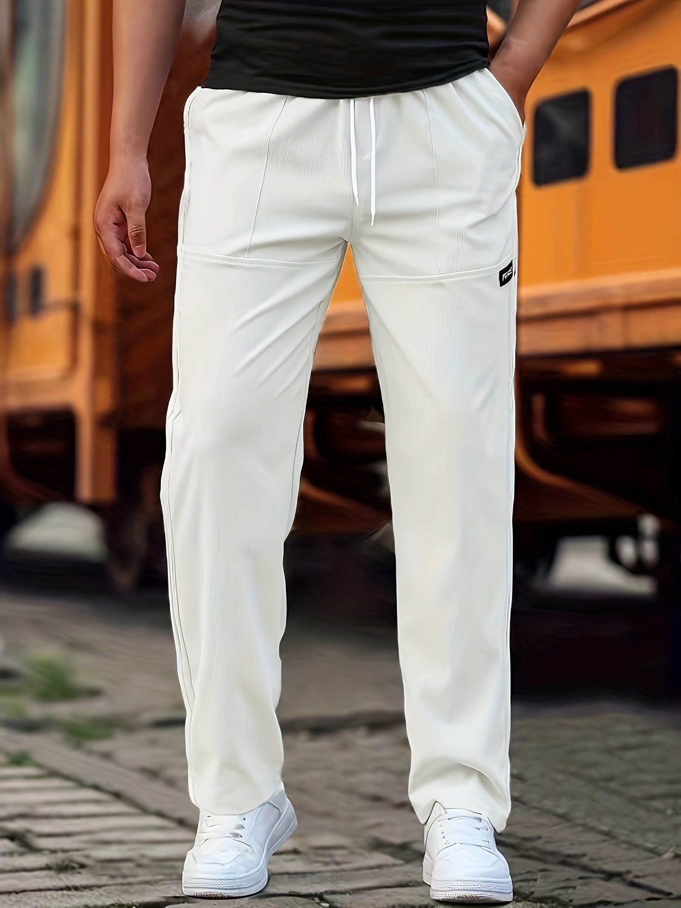 Men's Knit Jogger Pants with Drawstring Waist and Side Pockets