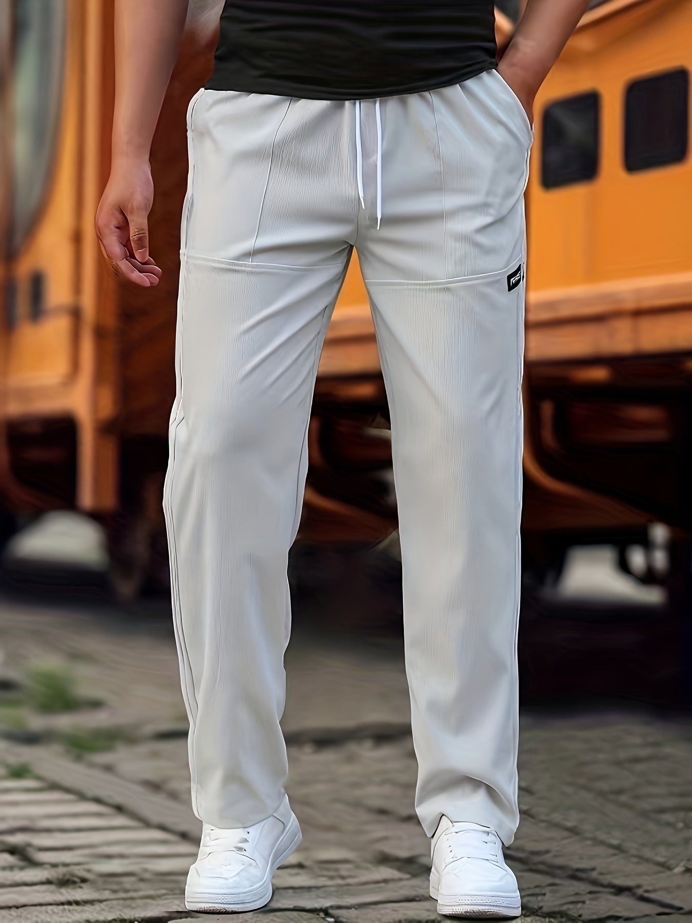 Men's Knit Jogger Pants with Drawstring Waist and Side Pockets