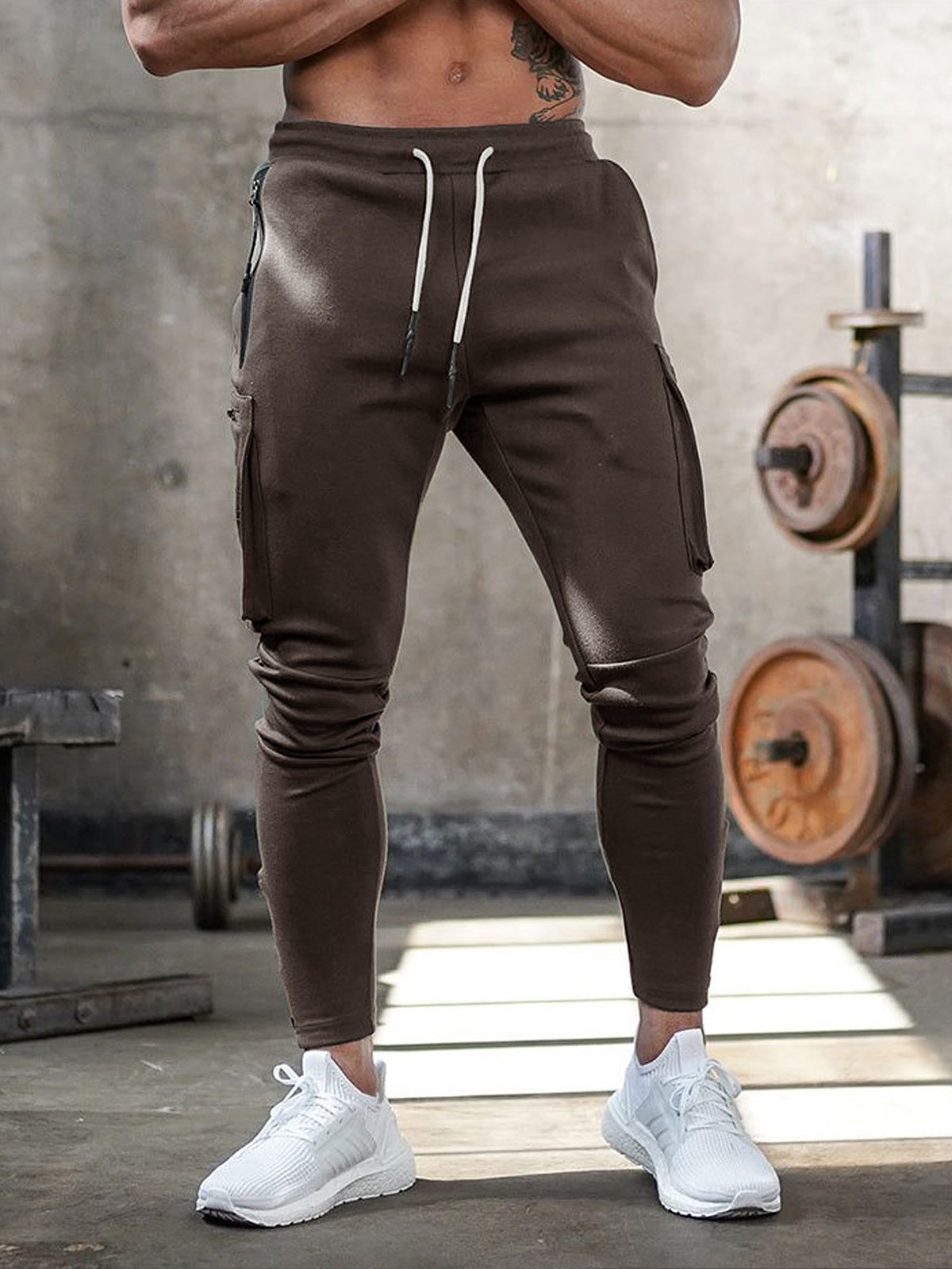 Men's Knit Jogger Pants with Zip Pockets and Ankle Zippers