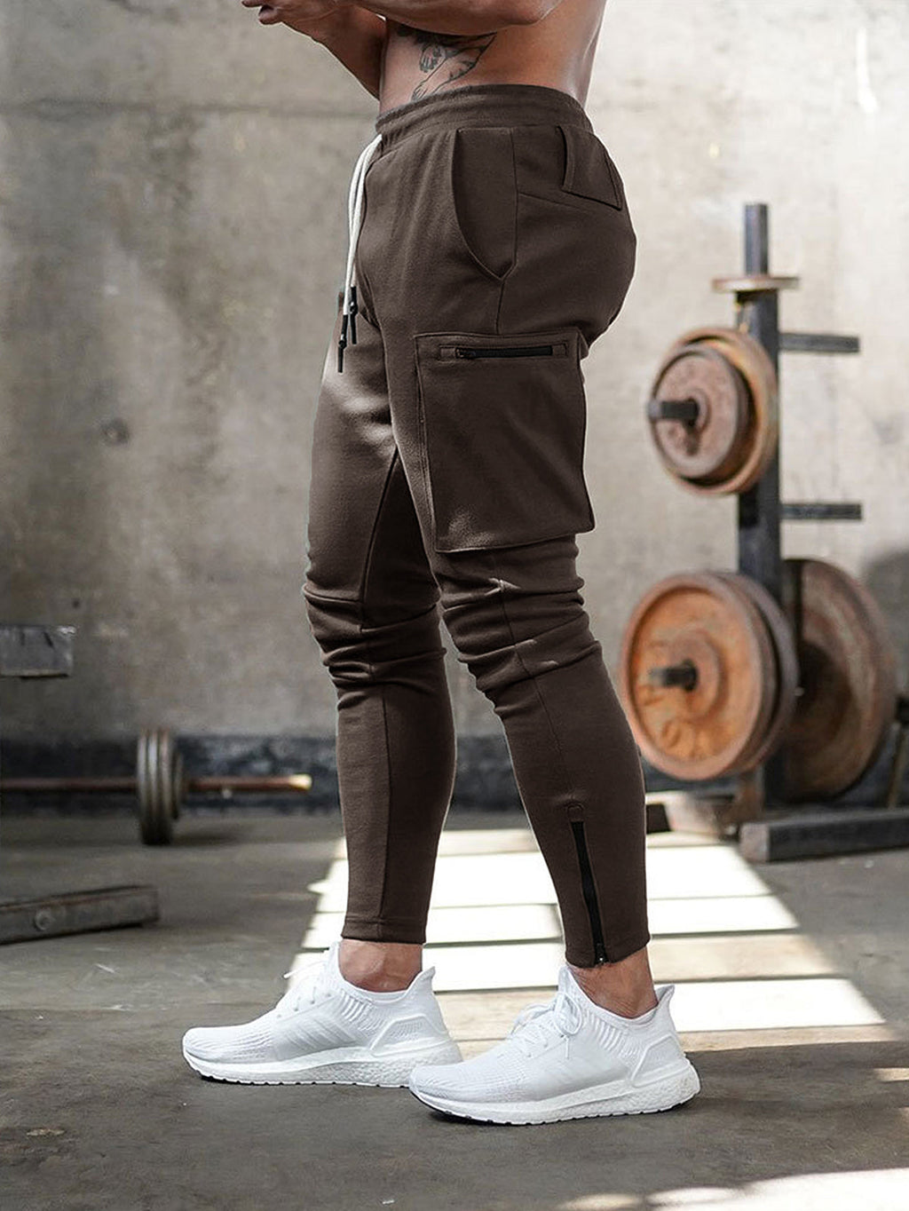 Men's Knit Jogger Pants with Zip Pockets and Ankle Zippers