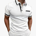Men's Knit Polo Shirt with Button Placket and Chest Pocket