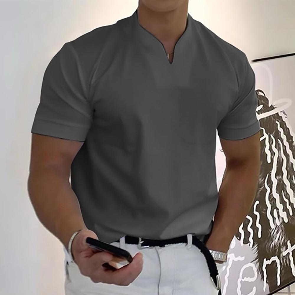 Men's Knit Polo Shirt with Notch Neck and Chest Pocket
