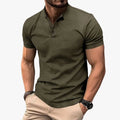 Men's Knit Polo Shirt with Three-Button Placket and Stand Collar