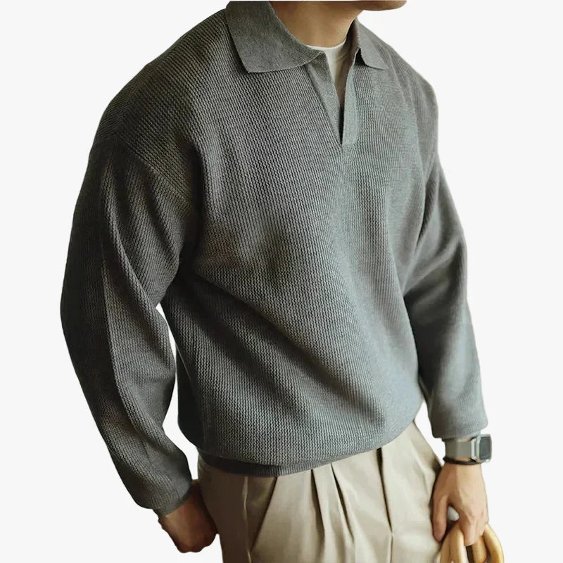 Men's Knit Polyester Polo Shirt with Open Placket and Ribbing
