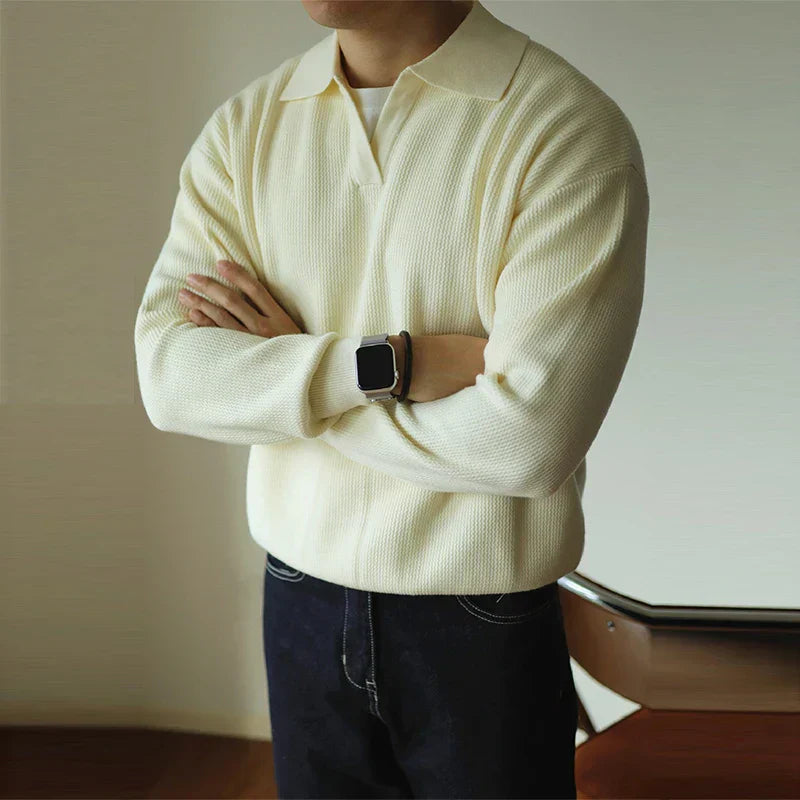 Men's Knit Polyester Polo Shirt with Open Placket and Ribbing