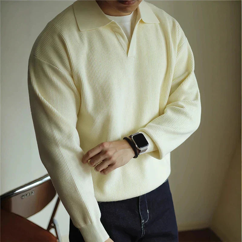 Men's Knit Polyester Polo Shirt with Open Placket and Ribbing