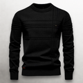 Men's Knit Pullover Sweater with Crew Neck and Ribbed Trim