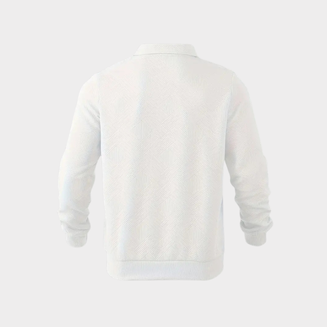Men's Knit Pullover Sweater with Quarter Zip and Pointed Collar