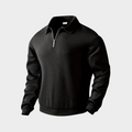 Men's Knit Pullover Sweater with Quarter Zip and Pointed Collar