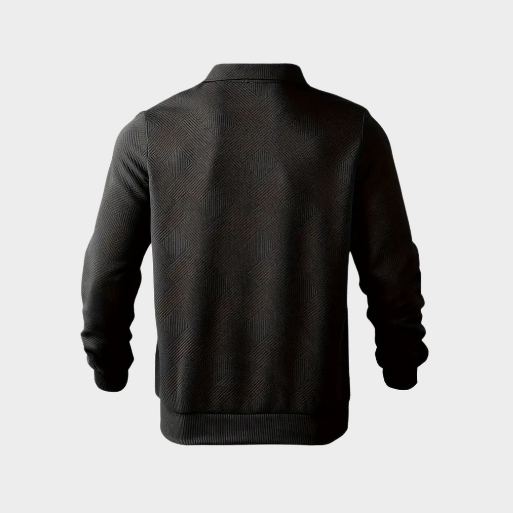Men's Knit Pullover Sweater with Quarter Zip and Pointed Collar