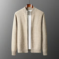 Men's Knit Sweater with Full Zip and Mock Neck