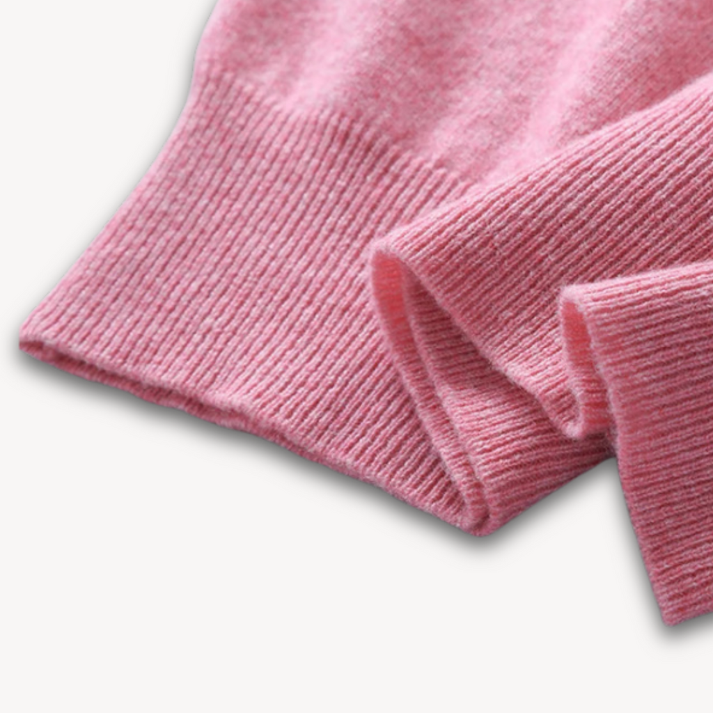 Men's Knit Sweater with V Neck and Rib Trim