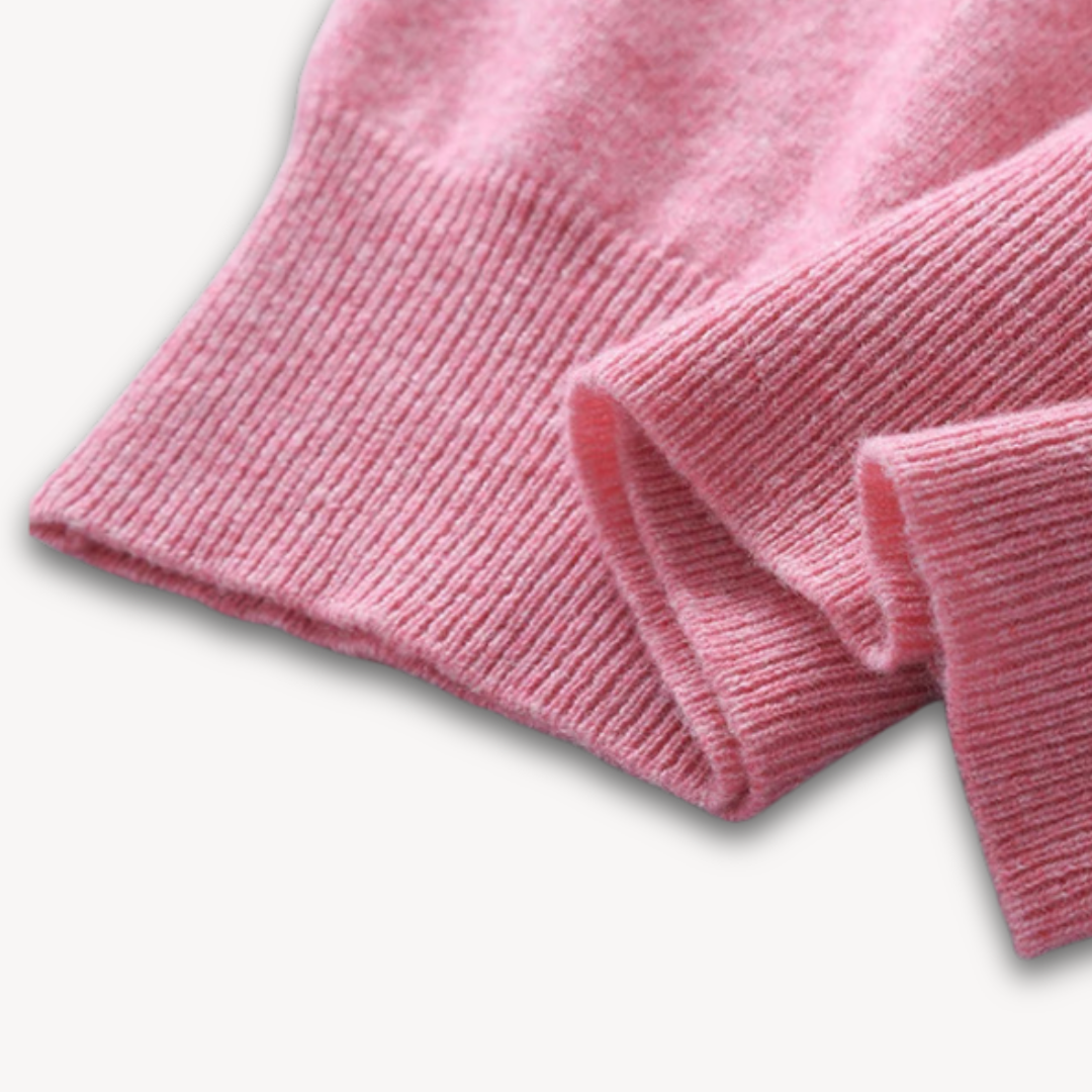 Men's Knit Sweater with V Neck and Rib Trim