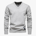 Men's Knit Sweater with V-Neck and Ribbed Cuffs