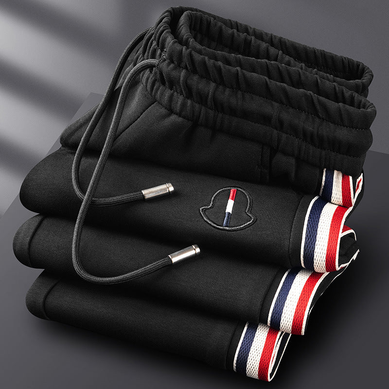 Men's Knit Tracksuit with Half-Zip Top and Stripe Trim