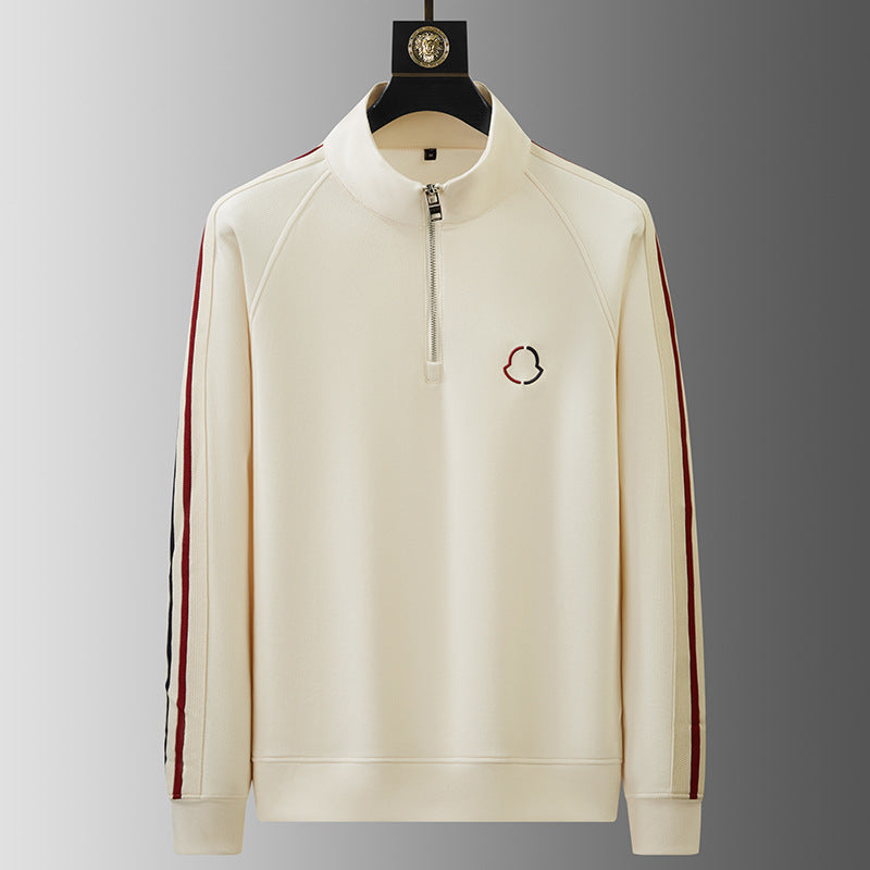 Men's Knit Tracksuit with Half-Zip Top and Stripe Trim