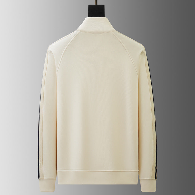 Men's Knit Tracksuit with Half-Zip Top and Stripe Trim