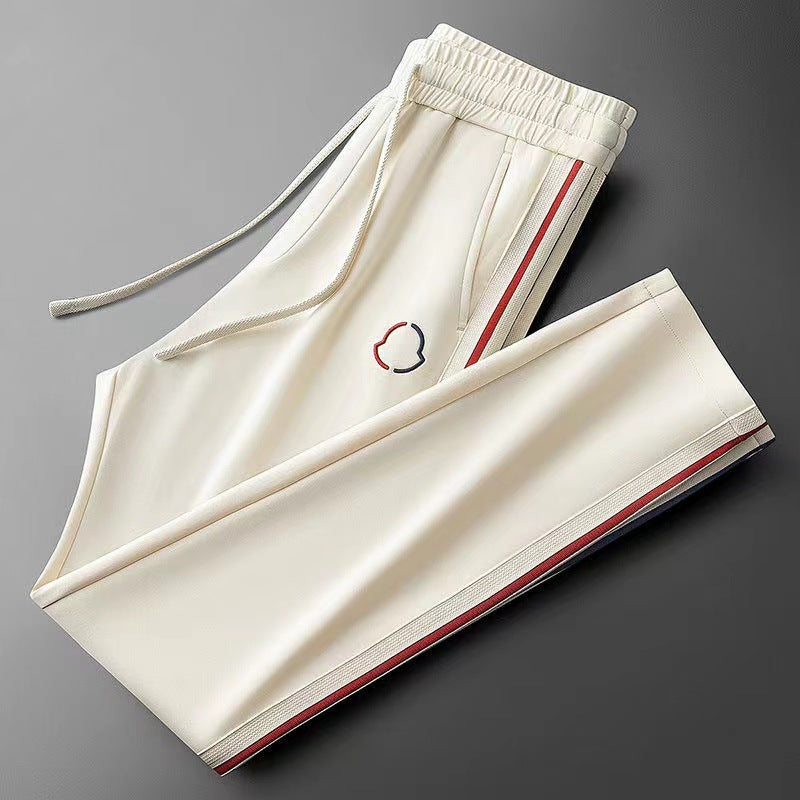 Men's Knit Tracksuit with Half-Zip Top and Stripe Trim