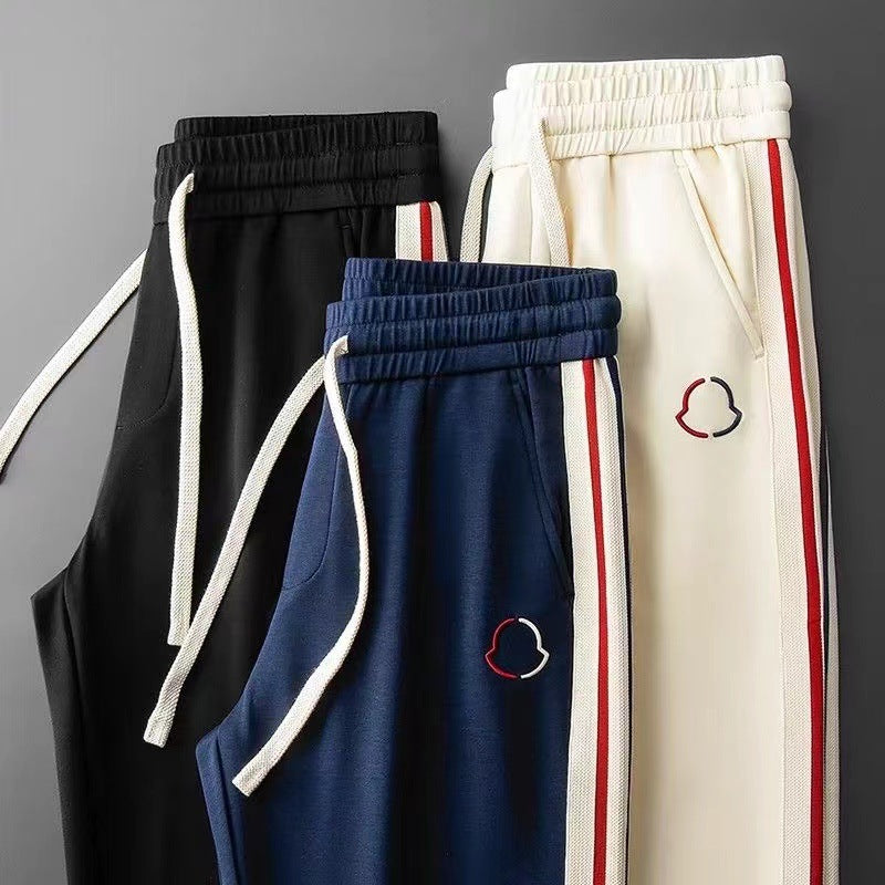 Men's Knit Tracksuit with Half-Zip Top and Stripe Trim