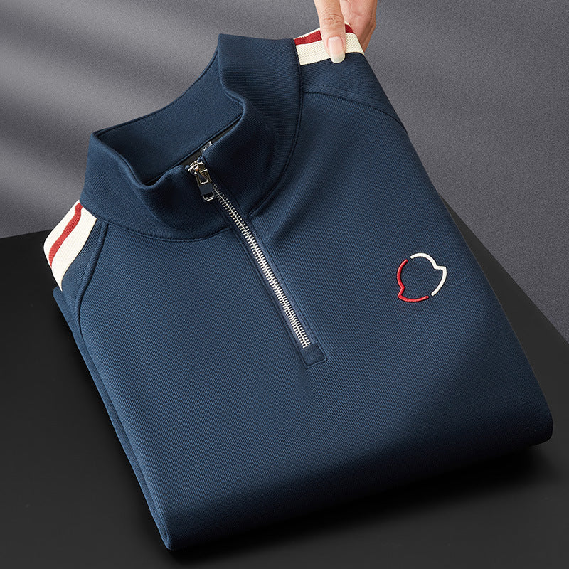 Men's Knit Tracksuit with Half-Zip Top and Stripe Trim