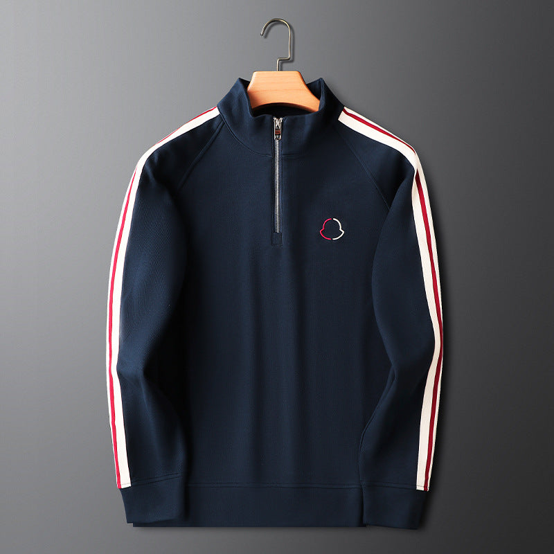 Men's Knit Tracksuit with Half-Zip Top and Stripe Trim