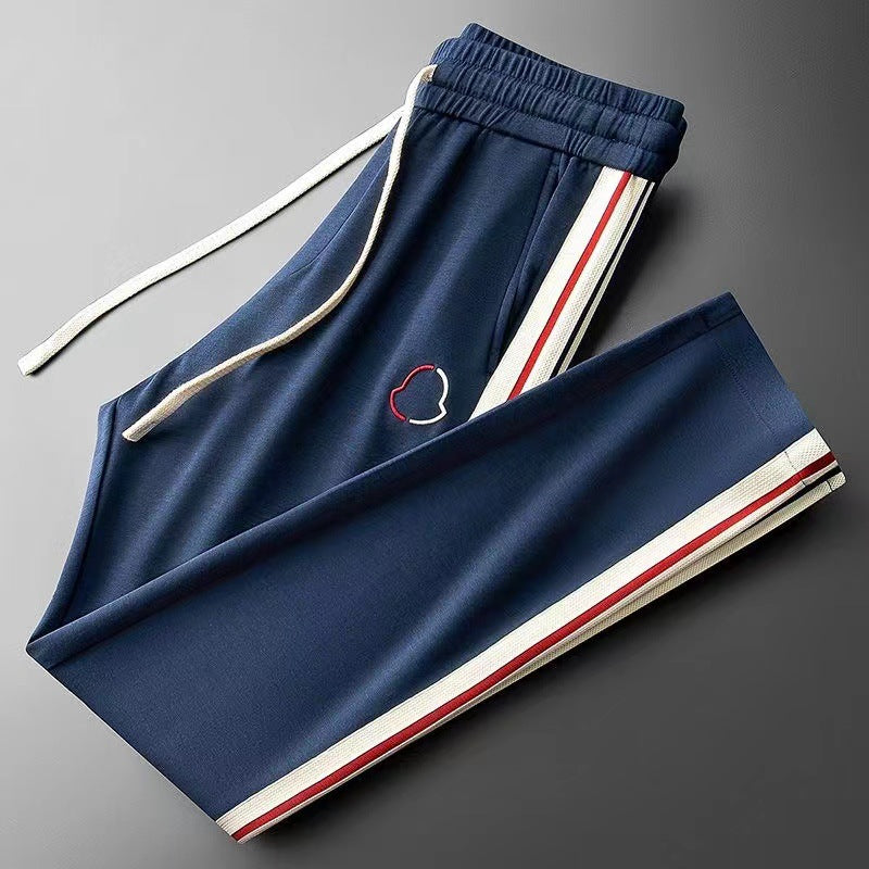 Men's Knit Tracksuit with Half-Zip Top and Stripe Trim
