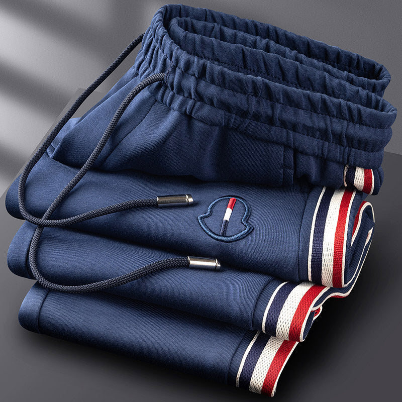 Men's Knit Tracksuit with Half-Zip Top and Stripe Trim