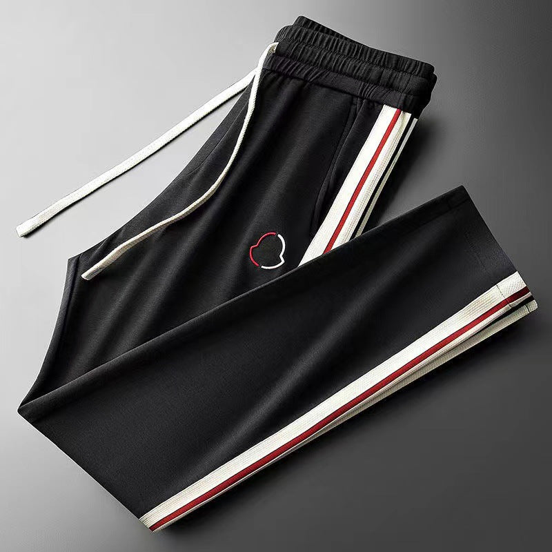 Men's Knit Tracksuit with Half-Zip Top and Stripe Trim