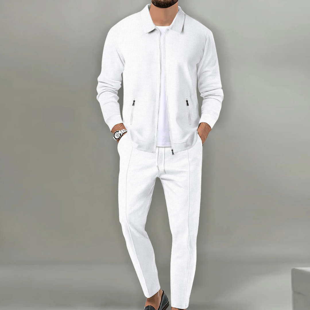 Men's Knit Tracksuit with Zip Jacket and Drawstring Pants