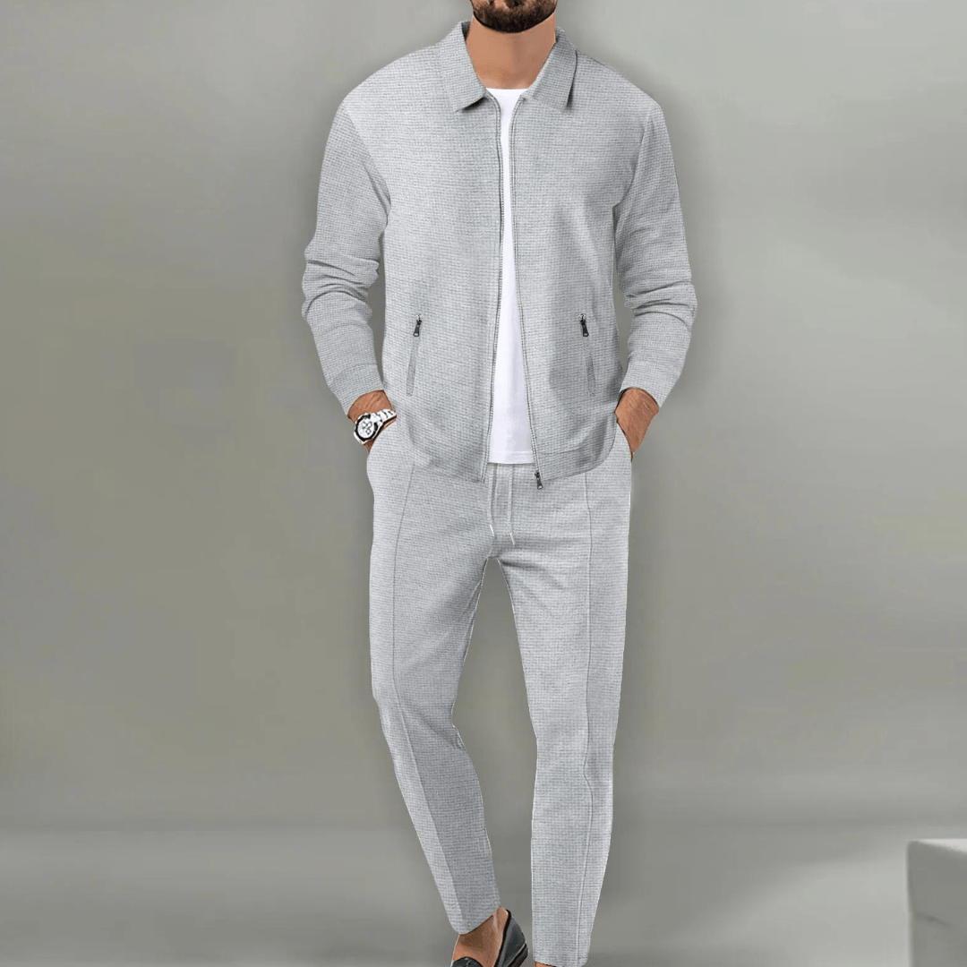 Men's Knit Tracksuit with Zip Jacket and Drawstring Pants