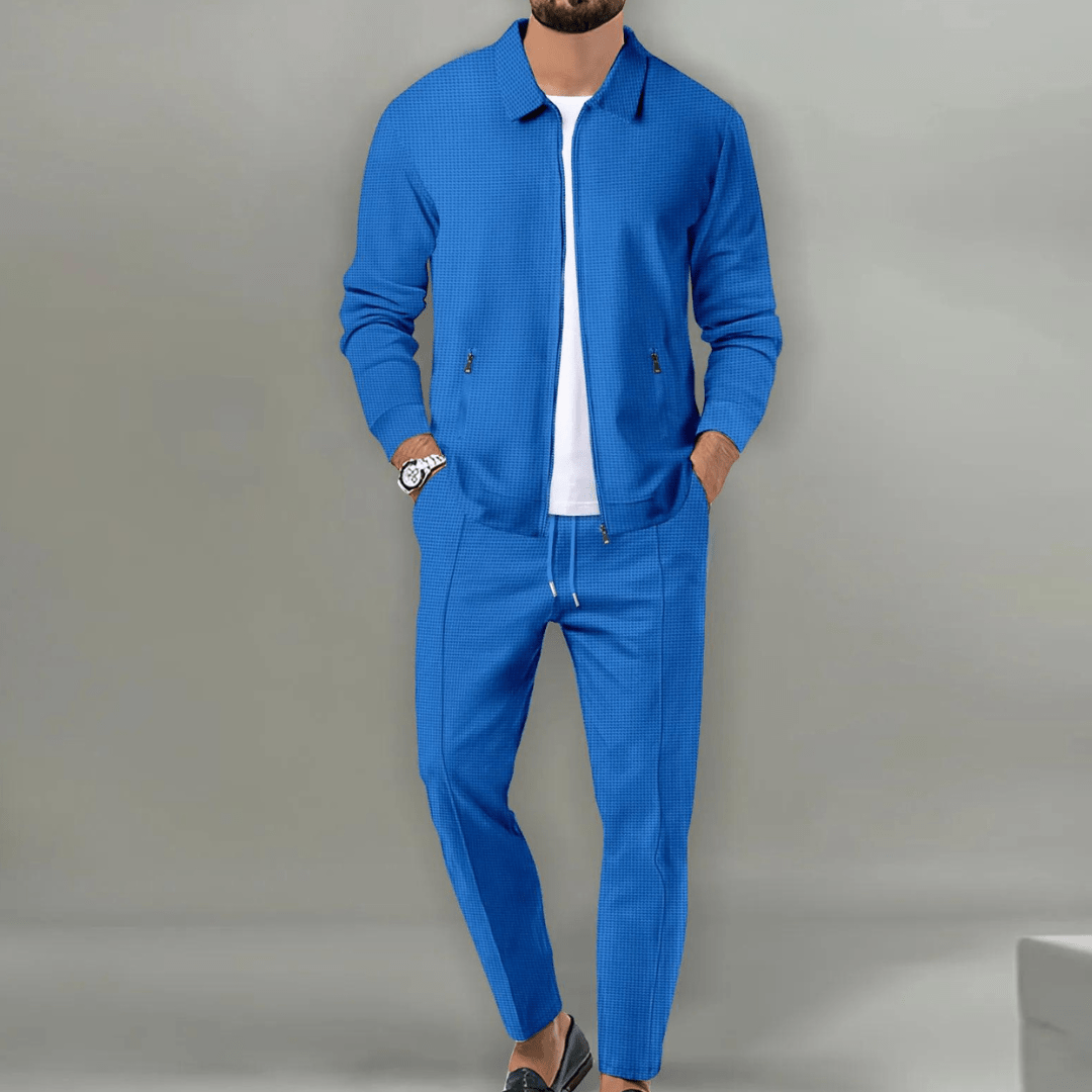 Men's Knit Tracksuit with Zip Jacket and Drawstring Pants