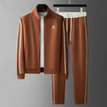 Men's Knit Tracksuit with Zip Jacket and Stripe Trim