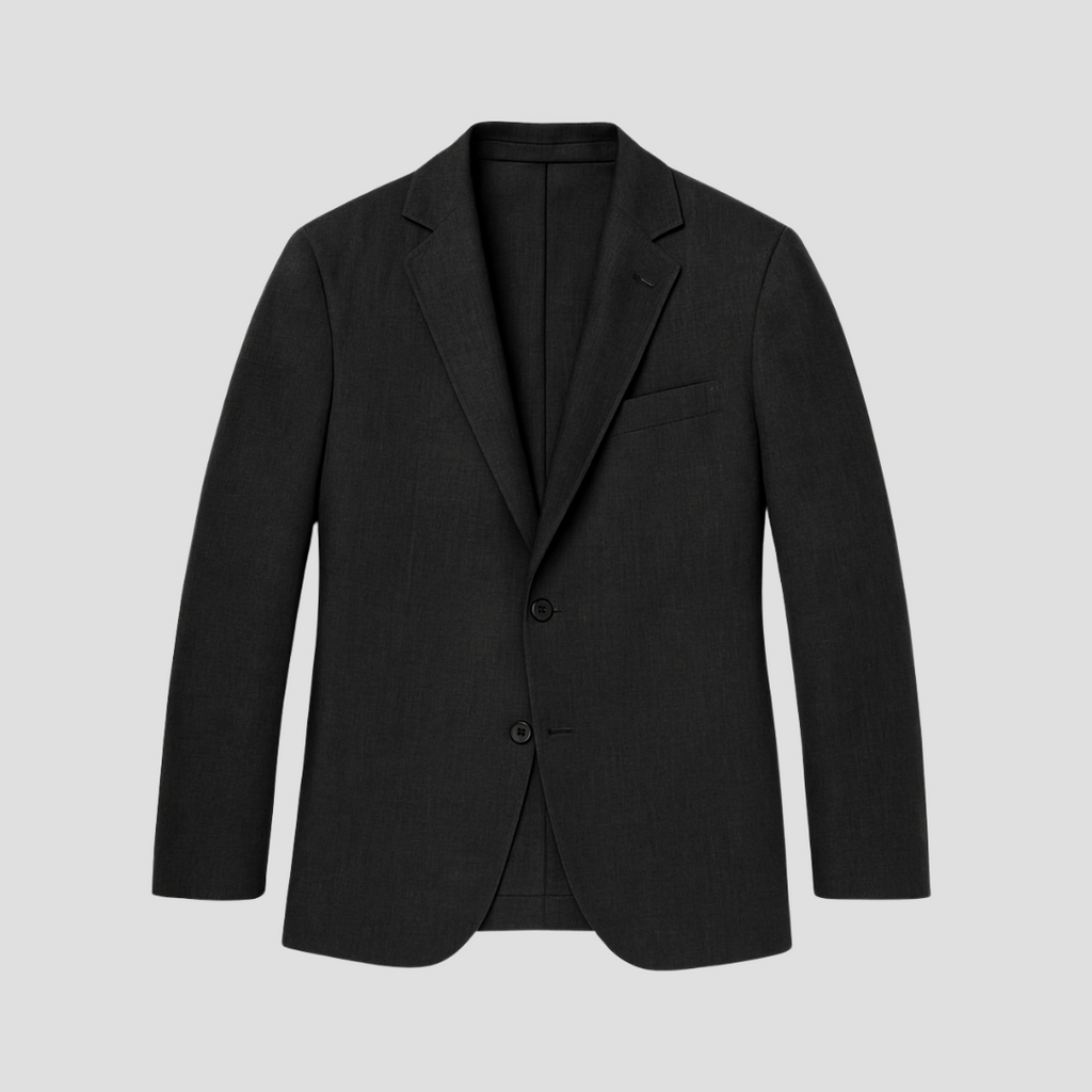 Men's Linen Blazer with Notch Lapels and Two-Button Closure