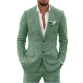 Men's Linen-Blend Suit Set with Notch Lapels and Two Buttons