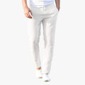 Men's Linen Pants with Drawstring Waist and Tapered Leg