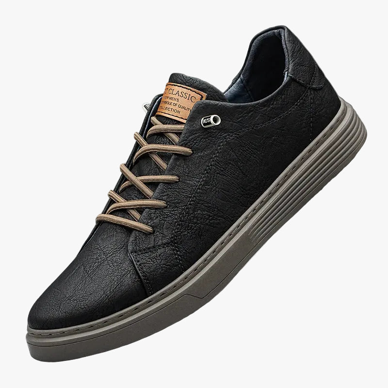 Men's Low-Top Faux Sneakers with Lace-Up and Stitched Panels