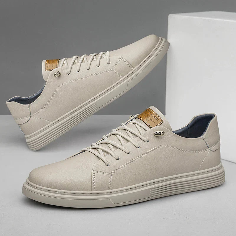 Men's Low-Top Faux Sneakers with Lace-Up and Stitched Panels