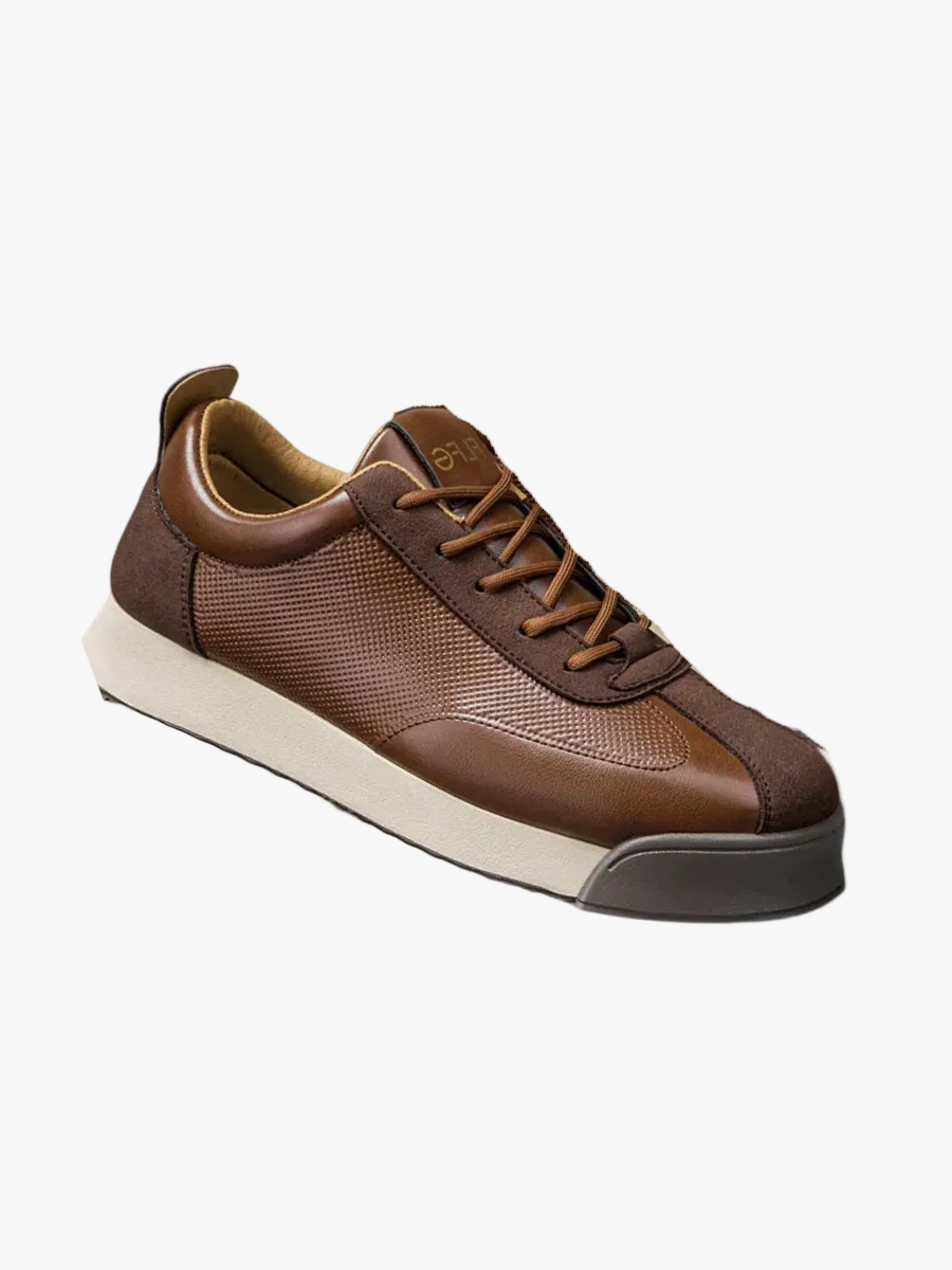 Men's Low-Top Faux Sneakers with Lace-Up Front and Pull Tab