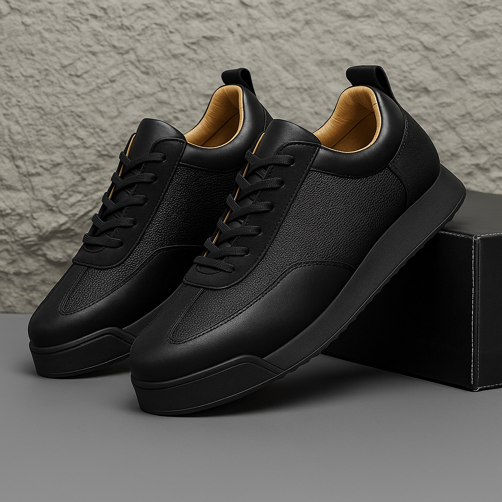 Men's Low-Top Faux Sneakers with Lace-Up Front and Pull Tab