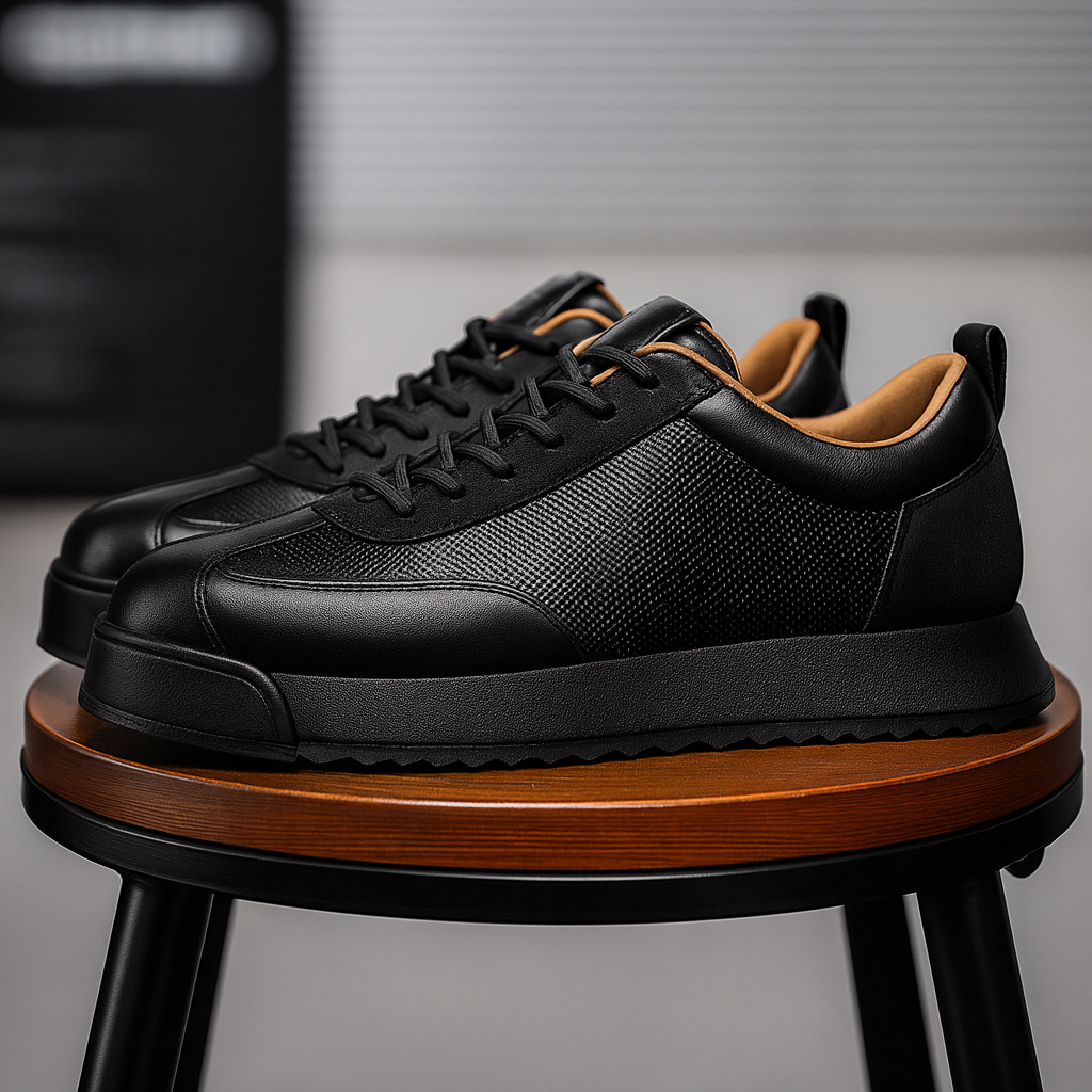 Men's Low-Top Faux Sneakers with Lace-Up Front and Pull Tab