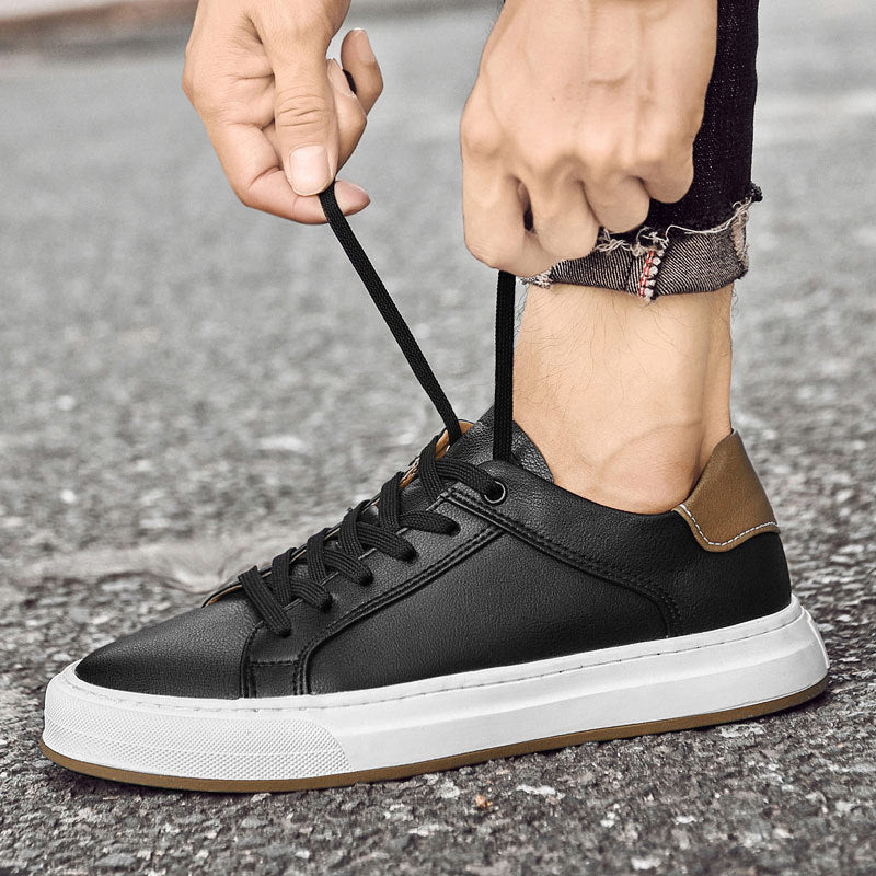 Men's Low-Top Synthetic Sneakers with Lace-Up Front and Rubber Sole