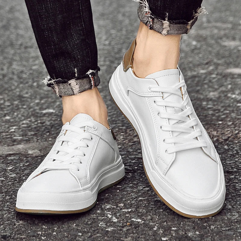Men's Low-Top Synthetic Sneakers with Lace-Up Front and Rubber Sole