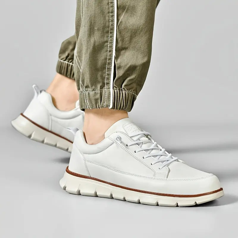 Men's Low-Top Synthetic Sneakers with Side Zipper and Lug Sole