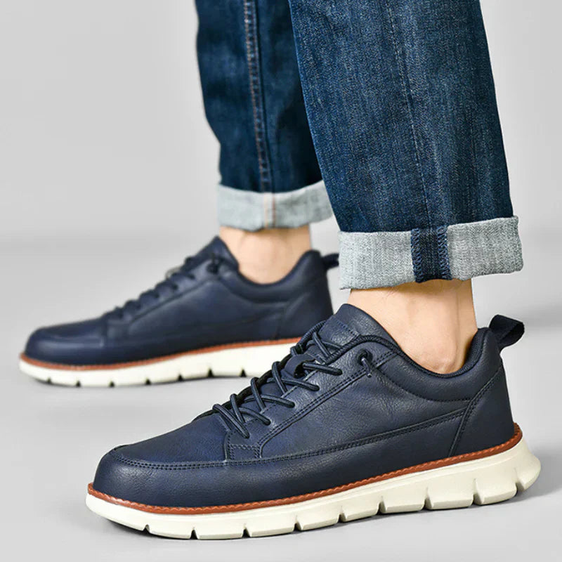 Men's Low-Top Synthetic Sneakers with Side Zipper and Lug Sole