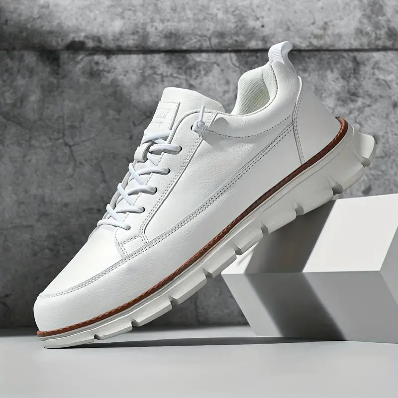 Men's Low-Top Synthetic Sneakers with Side Zipper and Lug Sole